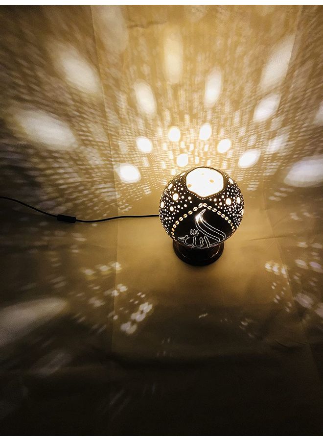 Handmade Gourd Art Niaght Lamp Gold  - Image 4