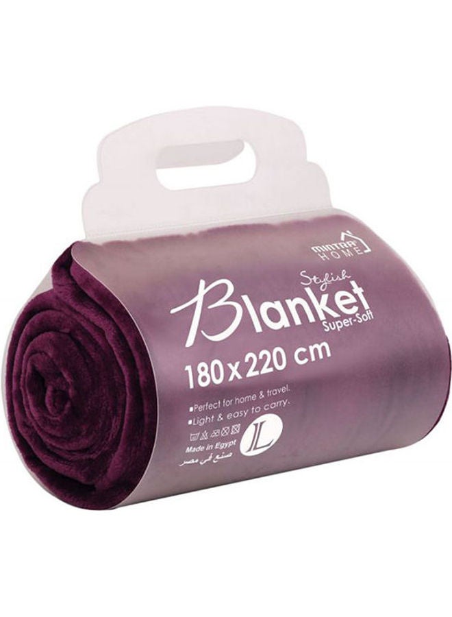 Mintra Lightweight Blanket 250 GSM Extra Soft Premium Microber Bed and Sofa Throw Polyester Purple 220x180cm - Image 1