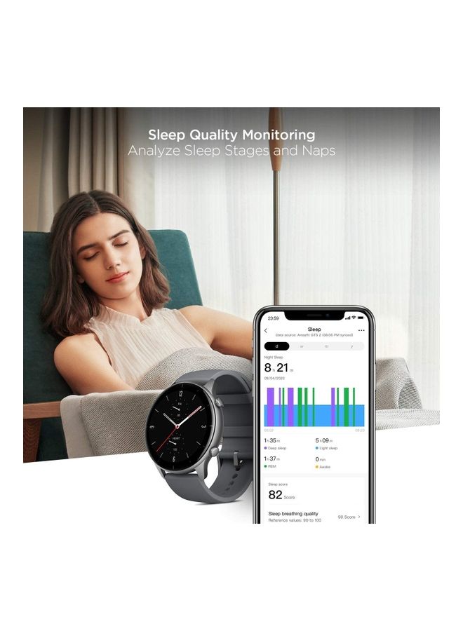 GTS 2e Smartwatch With 24 Hours Heart Rate Slate Grey