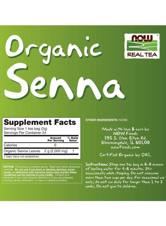Now Foods - Senna Tea, Organic 24 Tea Bags - Image 1
