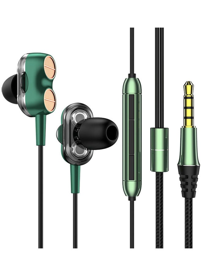 Wired Heavy Bass Earphones With Mic Green