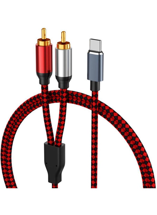 Type C to 2 RCA Audio Cable Connector Red/Black  - Image 1