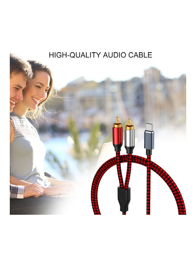Type C to 2 RCA Audio Cable Connector Red/Black  - Image 2