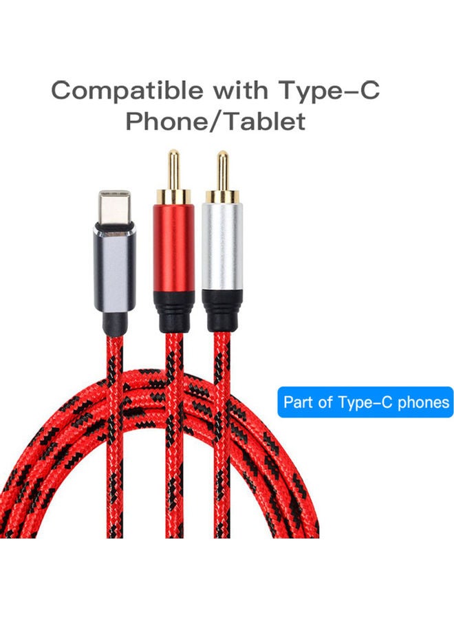Type C to 2 RCA Audio Cable Connector Red/Black  - Image 4