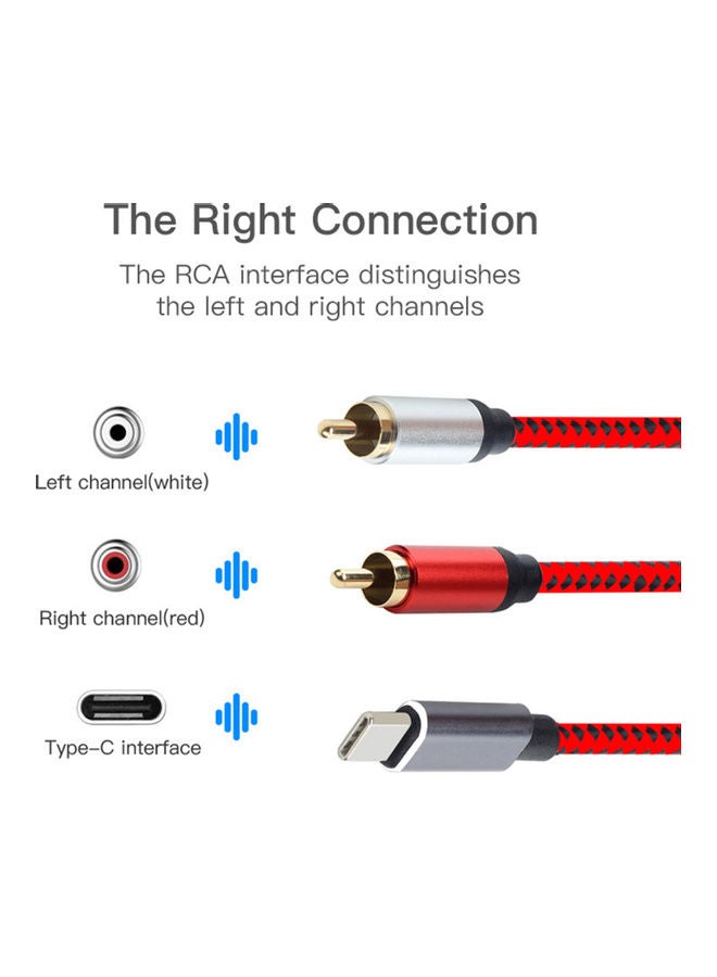 Type C to 2 RCA Audio Cable Connector Red/Black  - Image 5