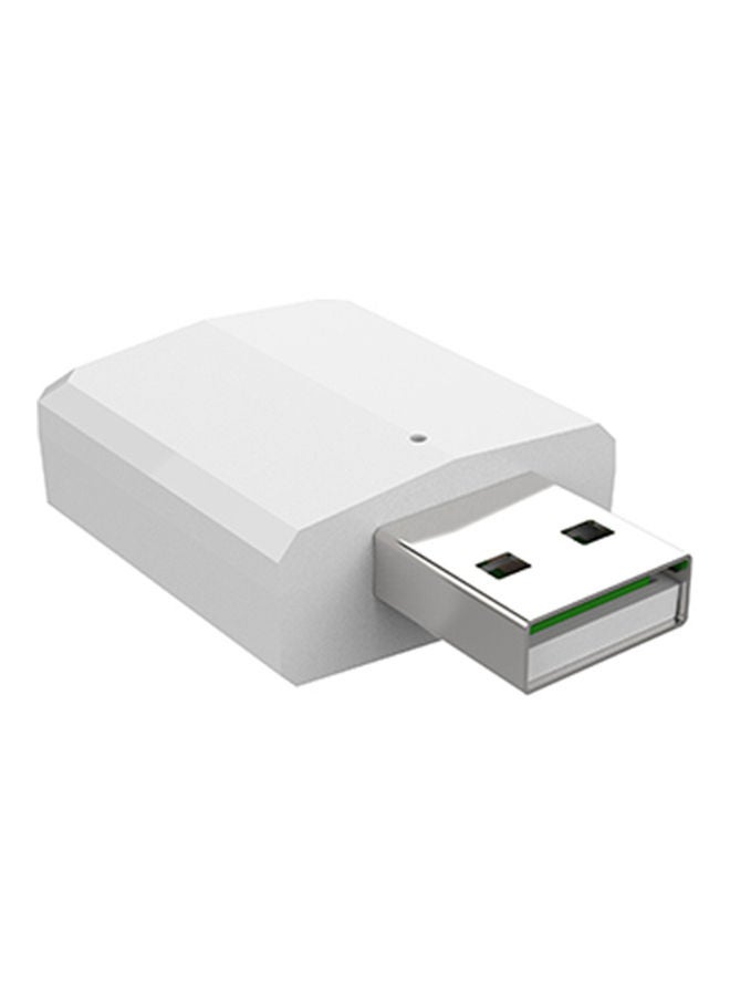 جهاز إرسال واستقبال صوتي لاسلكي 3 في 1 يعمل بتقنية البلوتوث 5.0 ومزود بمنفذ USB أبيض