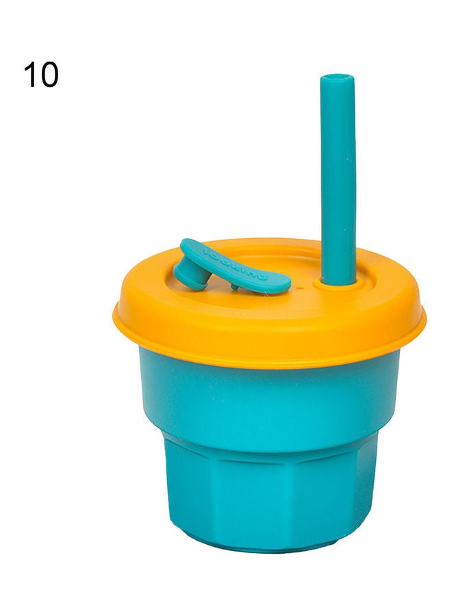Flexible Heat-Resistant Silicone Unbreakable Tumbler Jug with Straw Blue/Yellow 