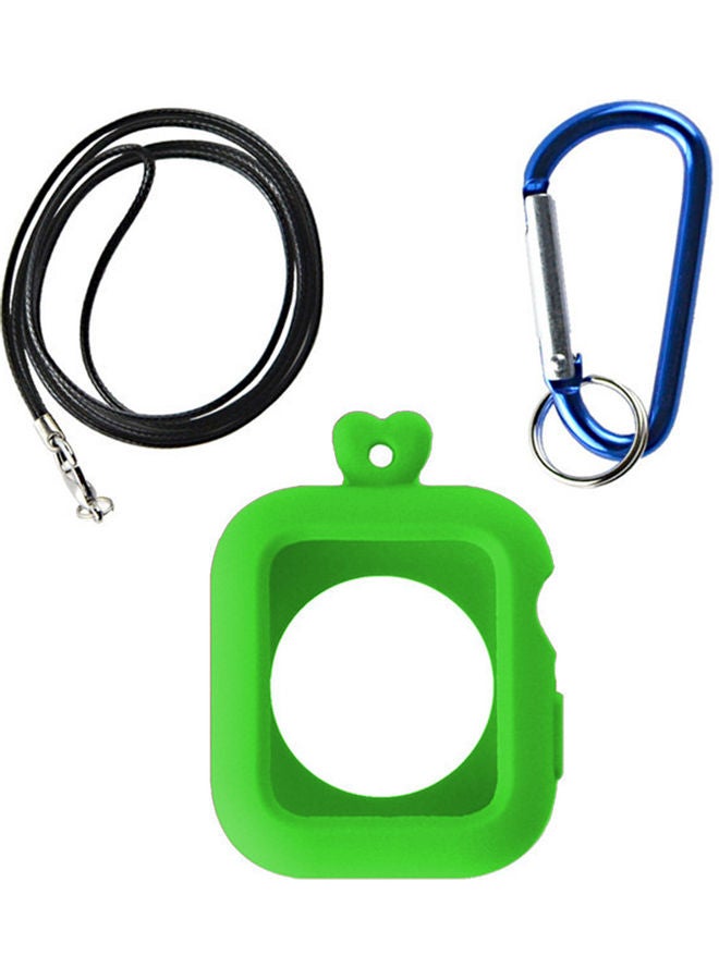 غطاء إطار واقٍ من السيليكون مع حبل قصير للتعليق وحلقة بقفل لساعة آي ووتش unisex