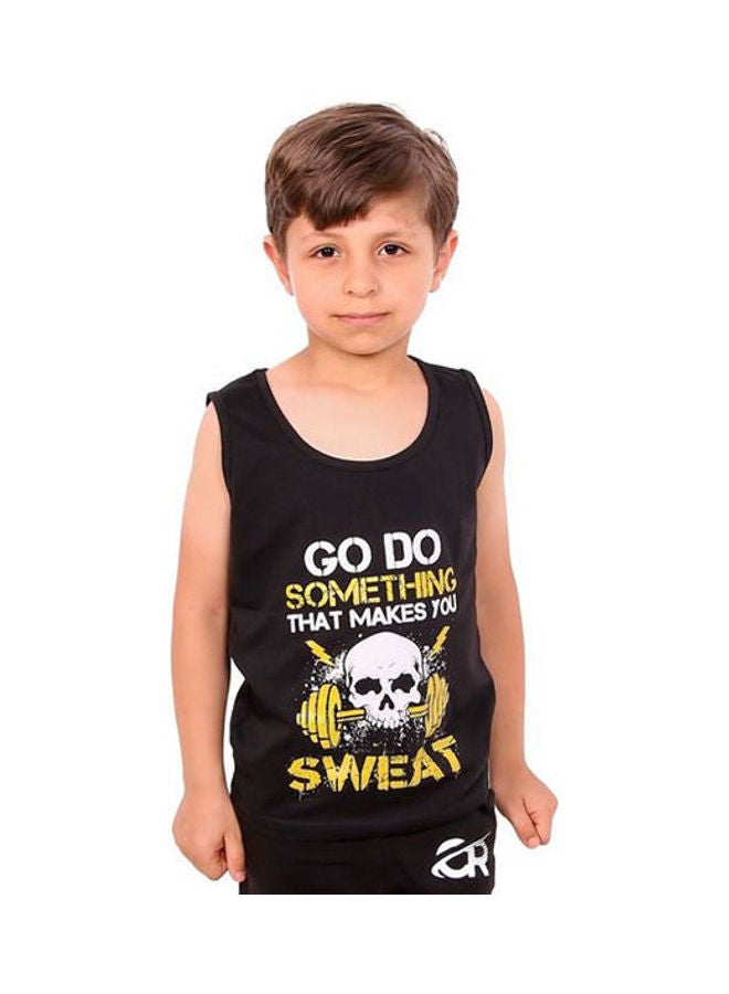 Caesar Print Sportive Tank Top Black  - Image 1