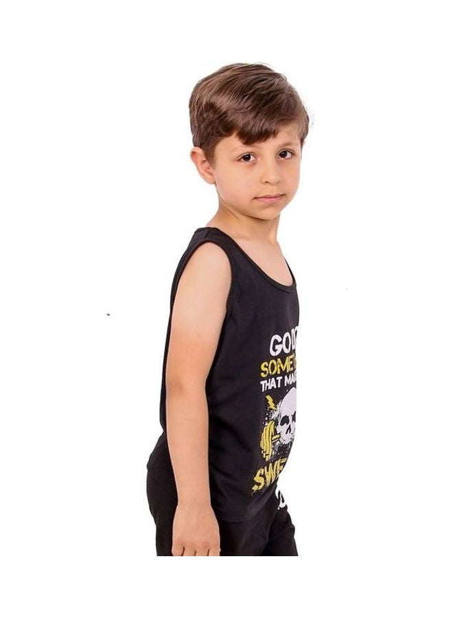 Caesar Print Sportive Tank Top Black  - Image 2