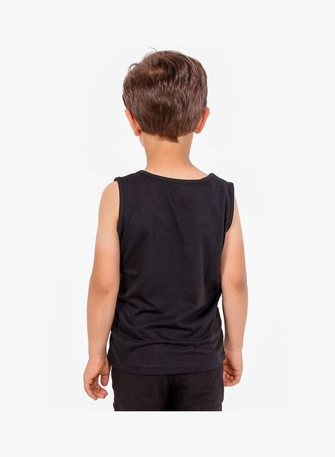 Caesar Print Sportive Tank Top Black  - Image 3