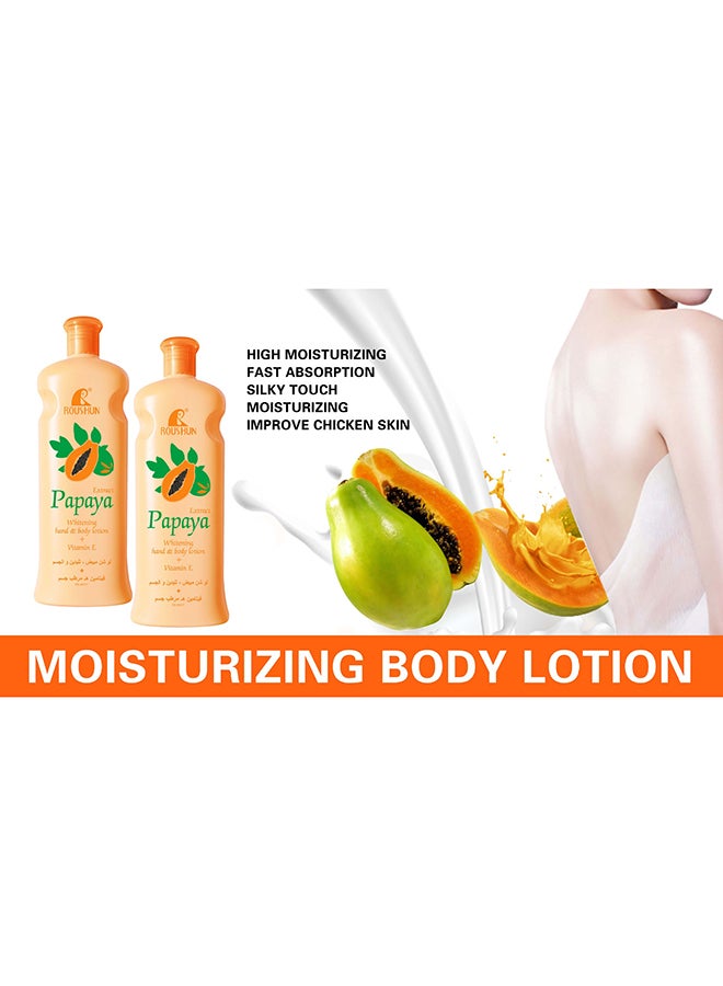 ROUSHUN Papaya Whitening Hand & Body Lotion Vitamin E 600ml  - Image 3