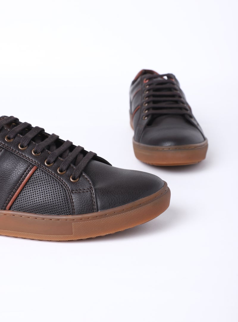 QUWA - Casual Low Top Sneakers Brown - Image 1