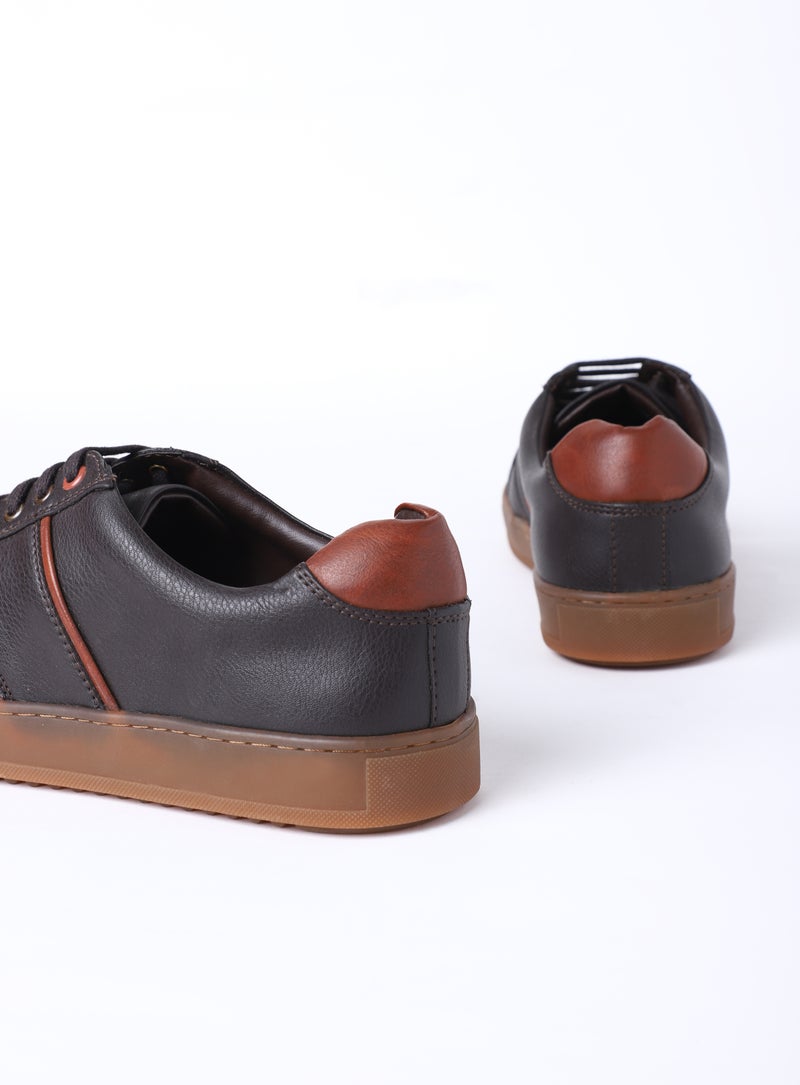 QUWA - Casual Low Top Sneakers Brown - Image 1