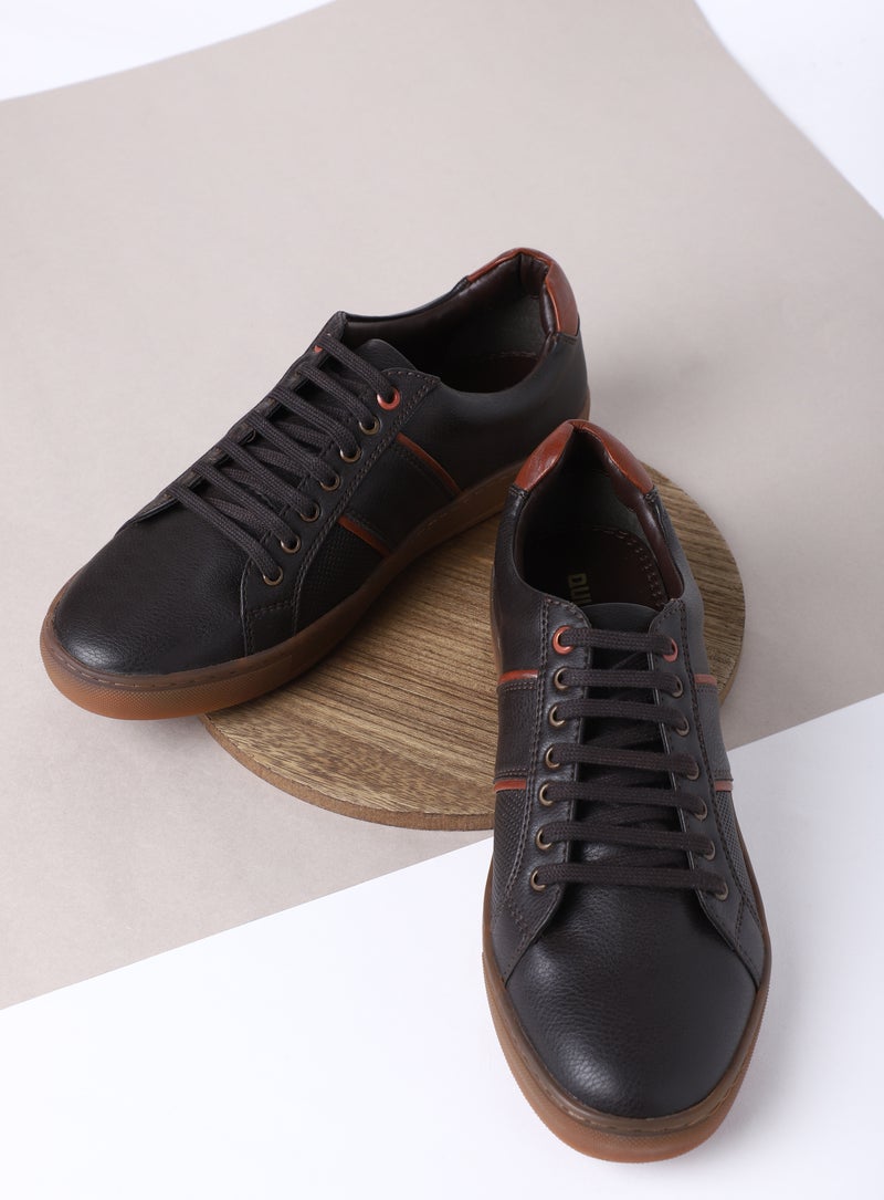 QUWA - Casual Low Top Sneakers Brown - Image 1