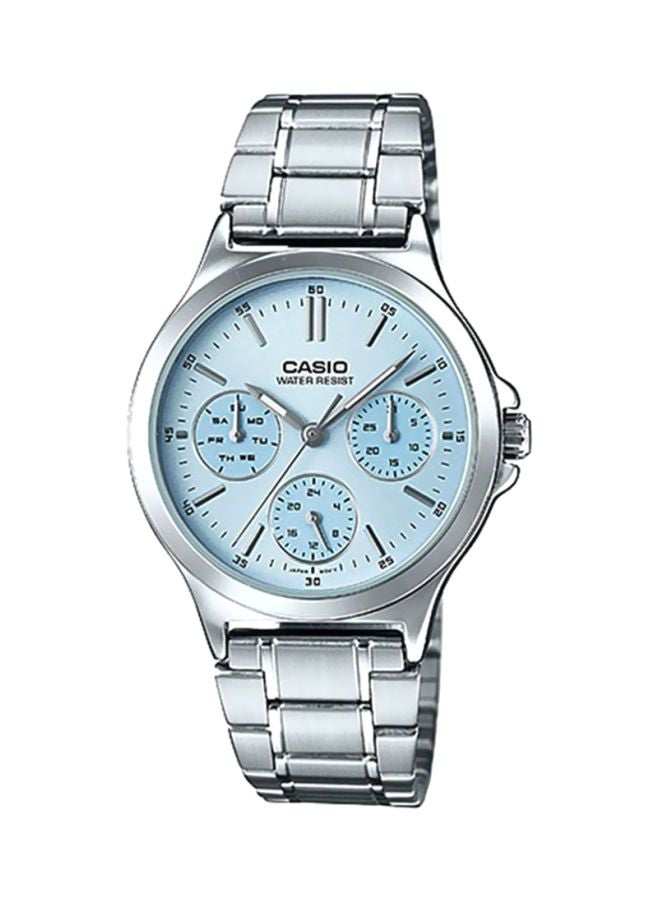 كاسيو ساعة يد بعقارب وسوار من الإستانلس ستيل طراز LTP-V300D-2A - قياس 38 مم - لون فضي للنساء - Image 1