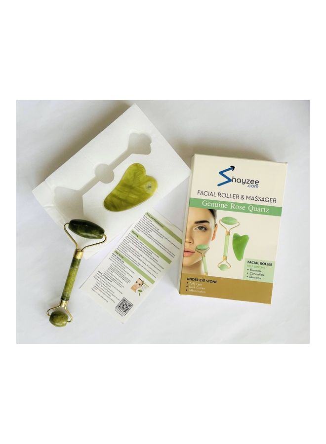 shAyzee Jade Facial Skin Massager Roller Set Green - Image 5