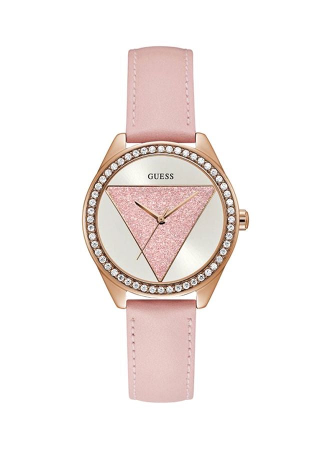 جس ساعة يد تري جليتز بعقارب وسوار من الجلد طراز W0884L6 للنساء - Image 1