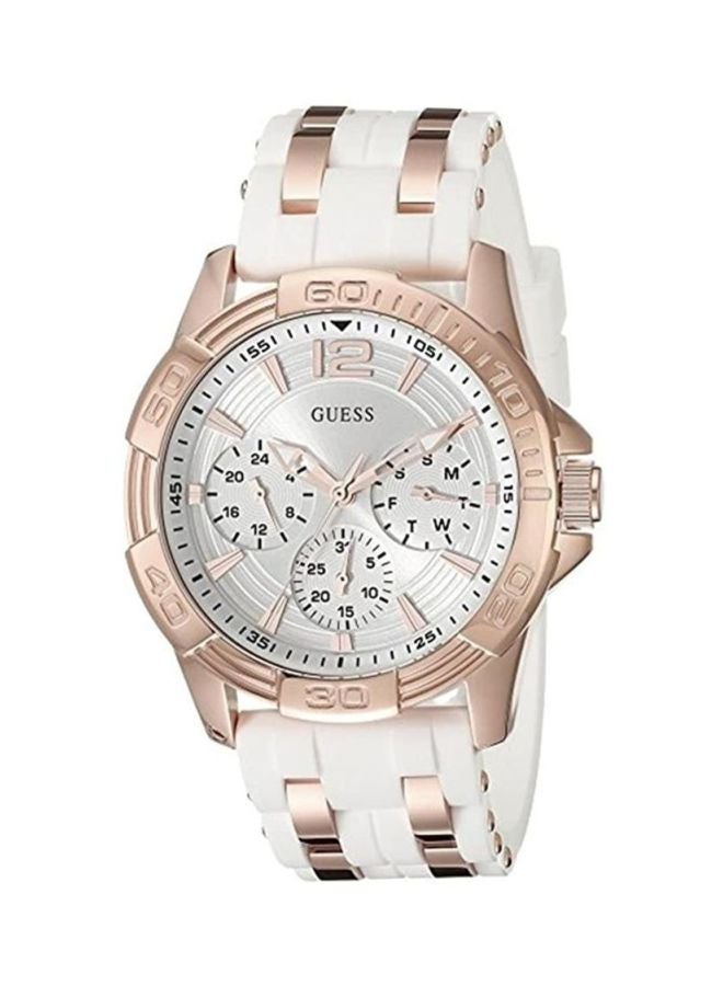 جس ساعة يد بعقارب وسوار من المطاط طراز W0615L1 للنساء - Image 1