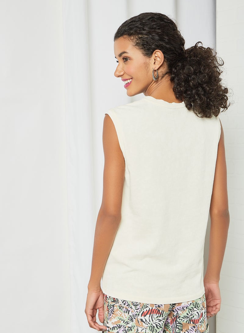 PIECES - Sleeveless Tank Top Buttercream - Image 1