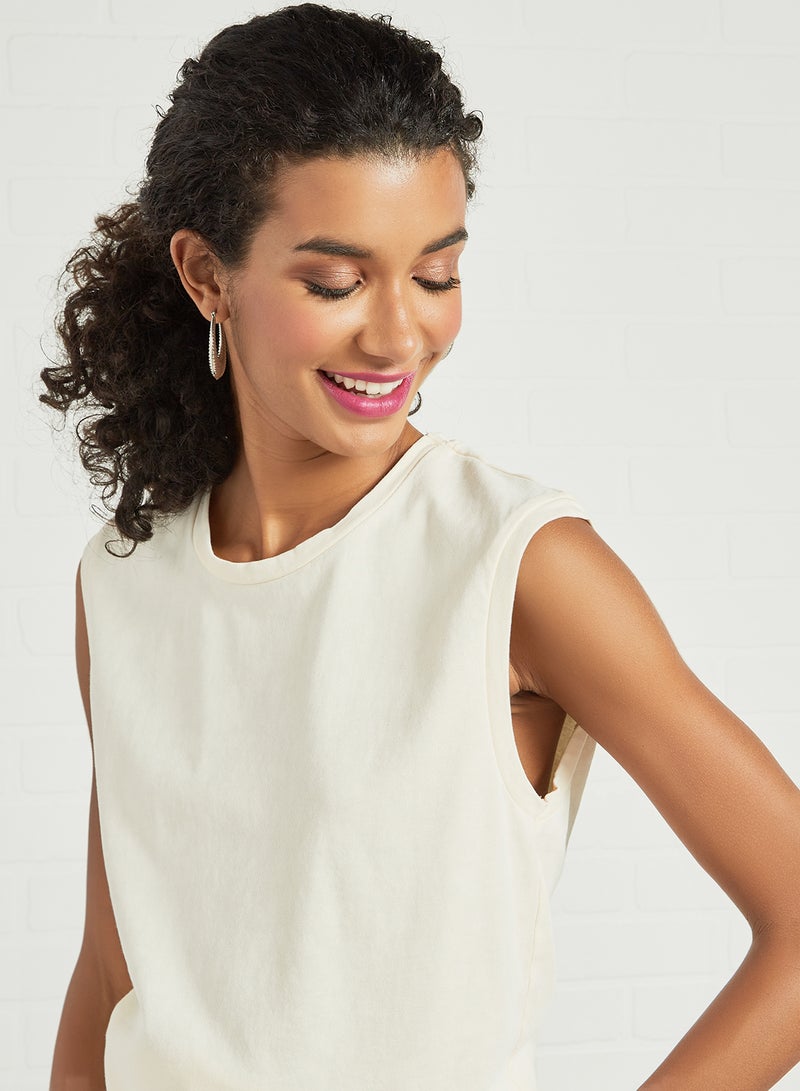 PIECES - Sleeveless Tank Top Buttercream - Image 1