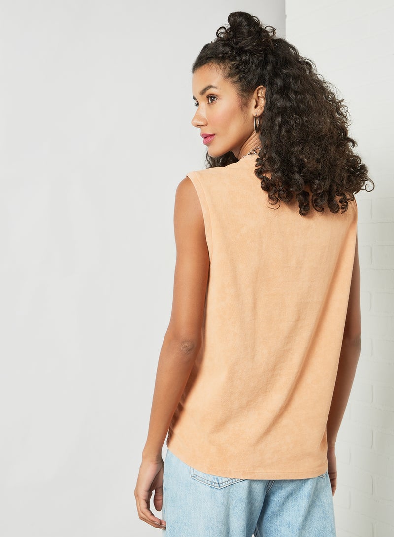 PIECES - Sleeveless Tank Top Orange - Image 1