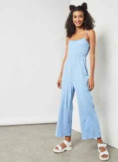 Shirred Jumpsuit Blue