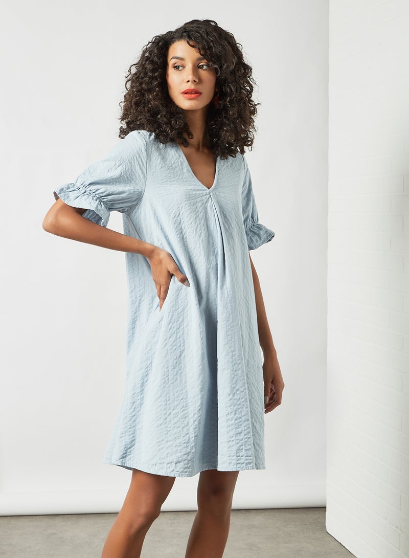 PIECES - V-Neck Mini Dress Blue - Image 1