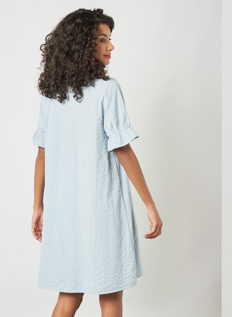 PIECES - V-Neck Mini Dress Blue - Image 1