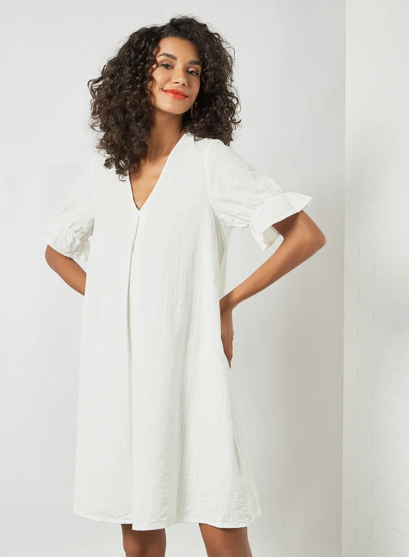 PIECES Textured White Mini Dress White