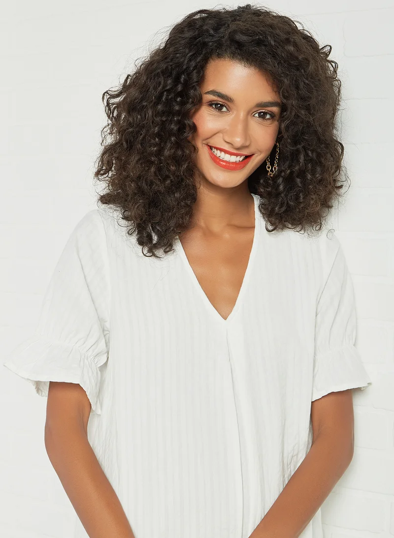 PIECES Textured White Mini Dress White