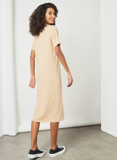 Ribbed Midi Dress Beige - v1624364864/N44920918V_4