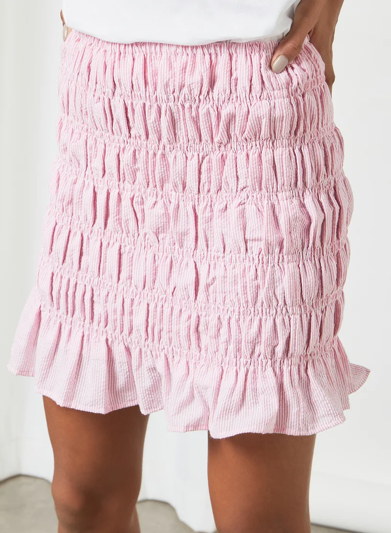 PIECES Shirred Mini Skirt Light Pink