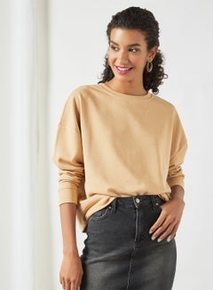 Round Neck Sweatshirt Beige