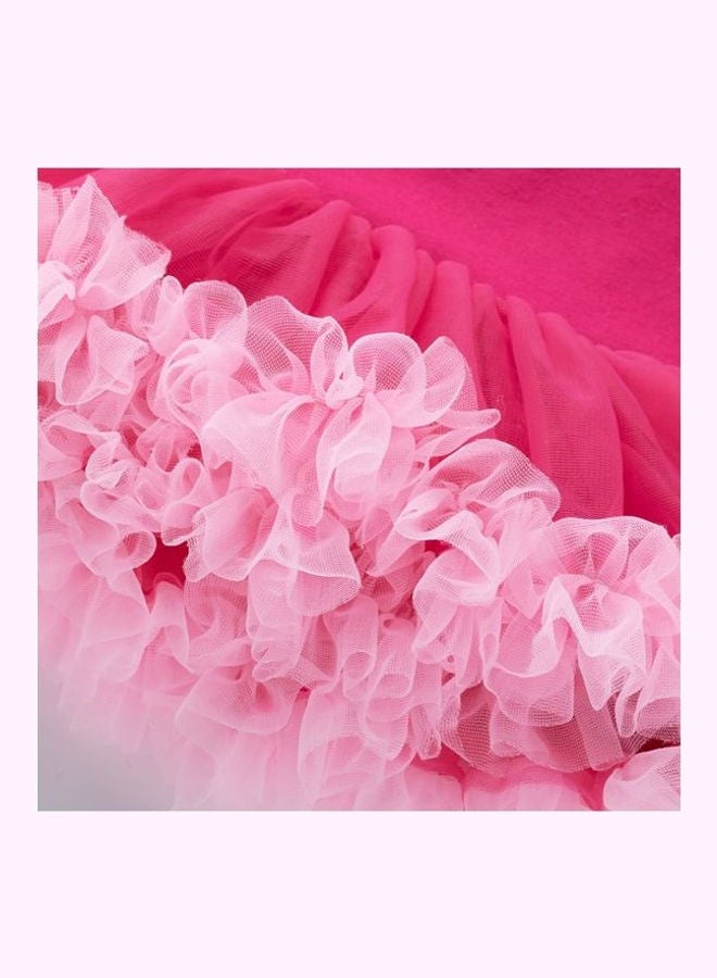 We Happy Fluffy Tutu Stylish Dress With Headband Pink  - Image 4