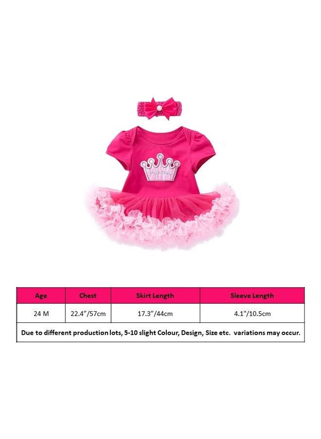 We Happy Fluffy Tutu Stylish Dress With Headband Pink  - Image 5