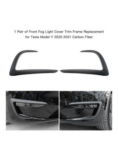 Generic 2-Piece Replacement Carbon Fiber Front Fog Light Trim For Tesla Model Y 2020 2021  - Image 3