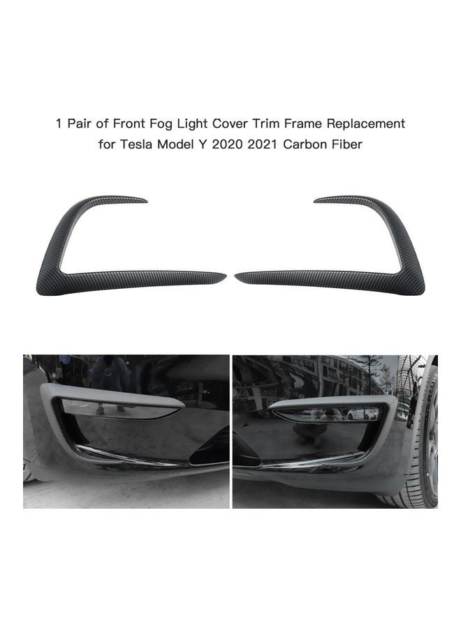Generic 2-Piece Replacement Carbon Fiber Front Fog Light Trim For Tesla Model Y 2020 2021  - Image 3