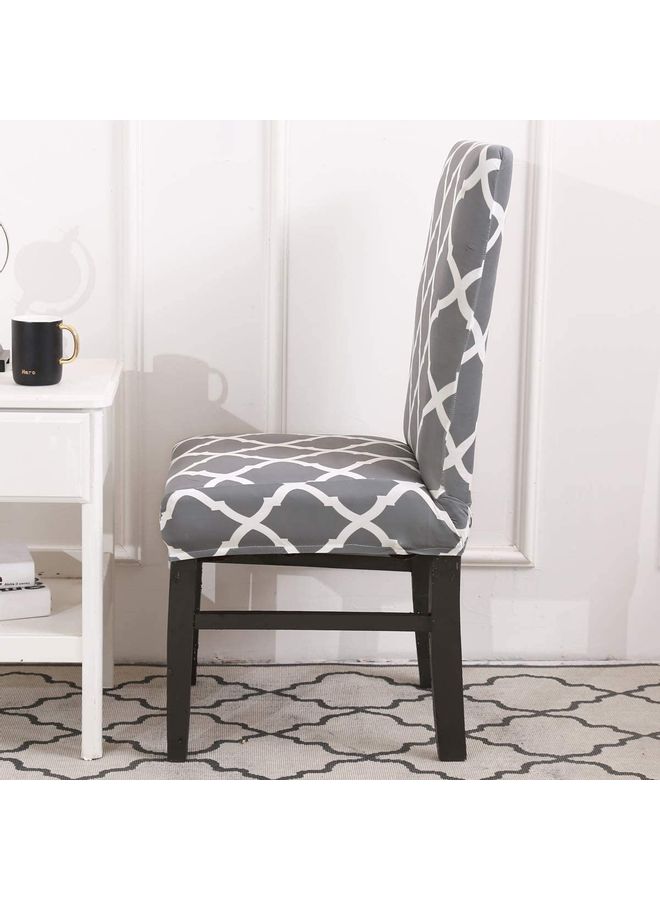 XiuWoo High Back Stretchable Chair Cover Grey/White ‎34.4x21.8x5.6cm  - Image 3