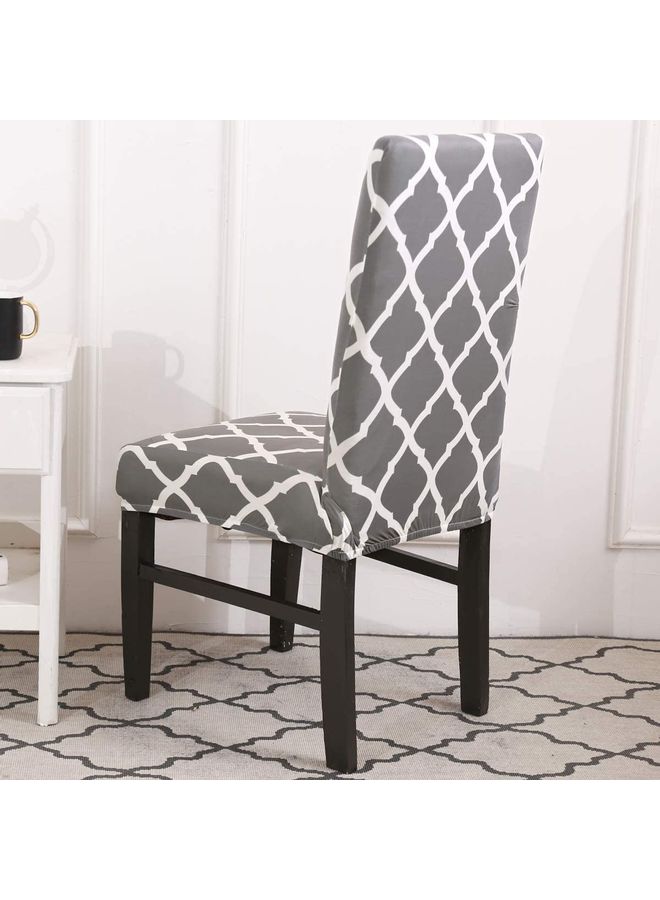 XiuWoo High Back Stretchable Chair Cover Grey/White ‎34.4x21.8x5.6cm  - Image 4