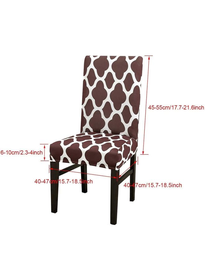 XiuWoo - 6-Piece High Back Stretchable Chair Cover Brown/White ‎34.4x21.8x5.6cm - Image 1