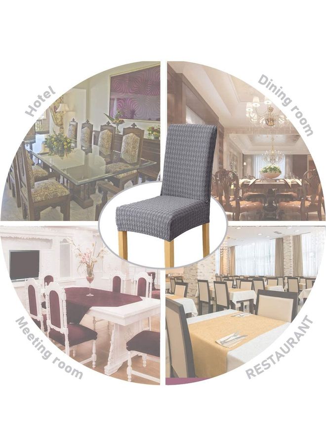 XiuWoo 6-Piece High Back Stretchable Chair Cover Grey ‎34x30x11cm  - Image 3