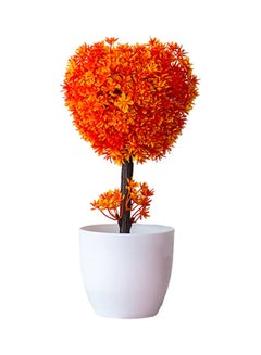 Generic Artificial Heart Shaped Plant With Pot Orange/White 