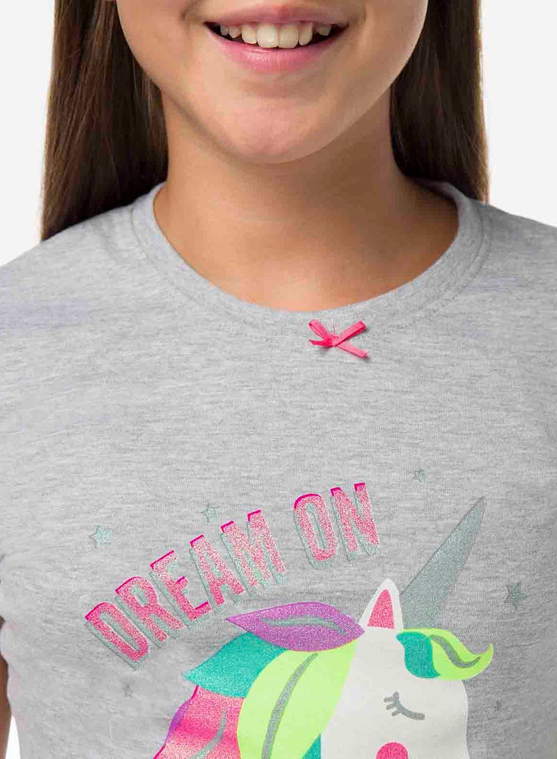 R&B Girls Round Neck T-Shirt And Printed Shorts Set Multicolour - Image 4