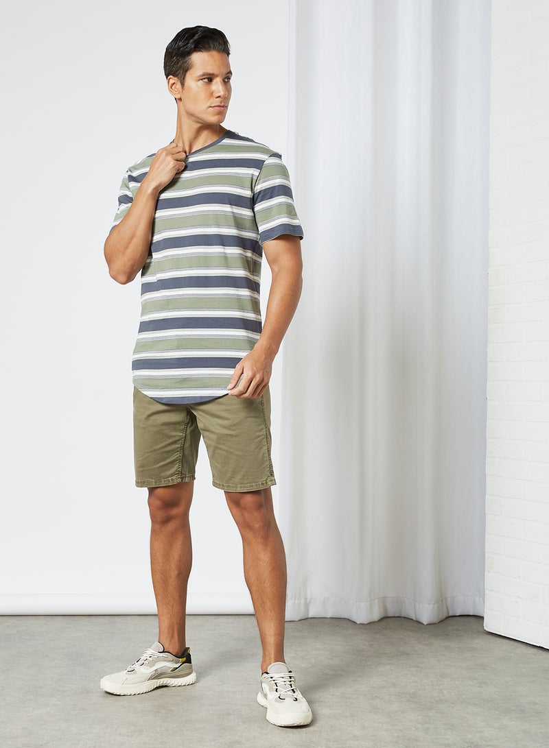 JACK & JONES Striped Crew Neck T-Shirt Blue/Green  - Image 2