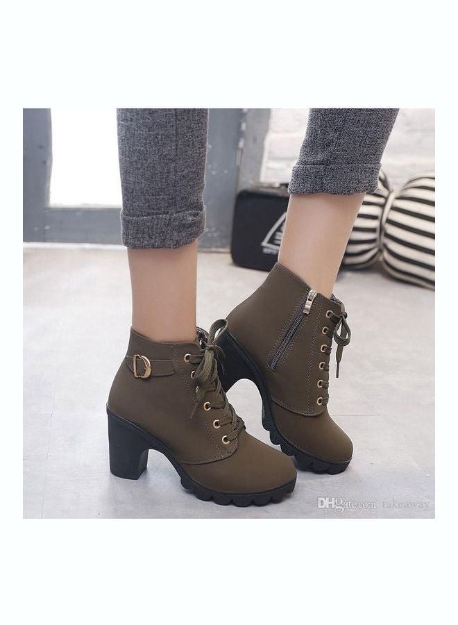 High Top Stylish Ankle Boots Green  - Image 5