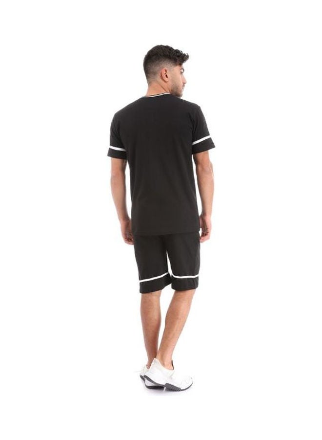 Caesar - Men'S Pajama Set  T-Shirt Round Neck And Short Black - Image 1