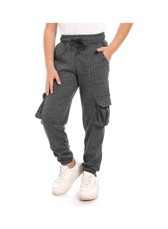 Caesar Detailed Casual Sweatpants Baggy Unisex Child Black-Grey  - Image 2