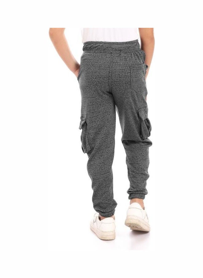 Caesar Detailed Casual Sweatpants Baggy Unisex Child Black-Grey  - Image 3