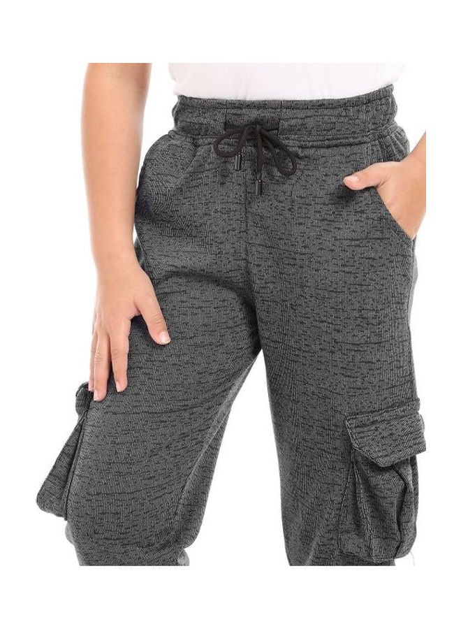 Caesar Detailed Casual Sweatpants Baggy Unisex Child Black-Grey  - Image 4